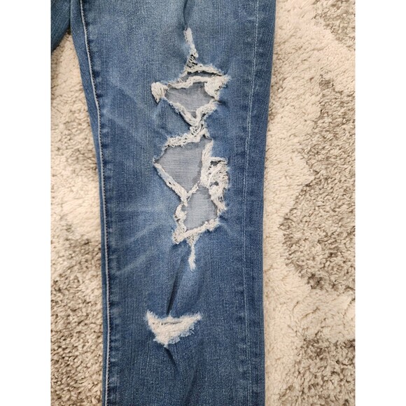 American Eagle Size 10 Med Wash Distressed Super Hi-Rise Jegging Dream Jeans - Picture 2 of 12